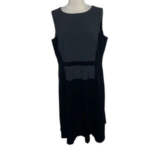 Jones New York black + gray color block sleeveless dress‎ size 16